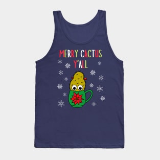 Merry Cactus Y'all - Small Christmas Cactus In Poinsettia Mug Tank Top